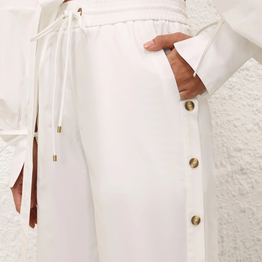 Zimmermann White Button-Accent Track Pants
